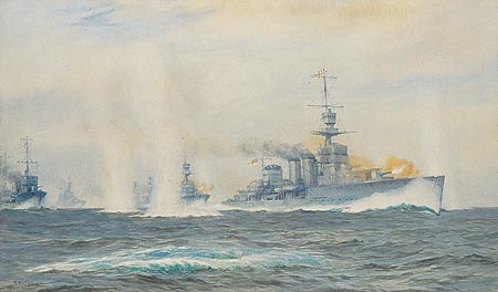 HMS CARDIFF IN ACTION IN THE HELIGOLAND BIGHT, 1917