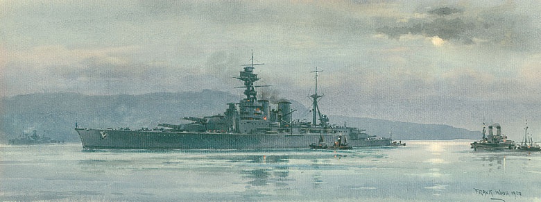 HMS HOOD UNDERWAY – PORTLAND HARBOUR