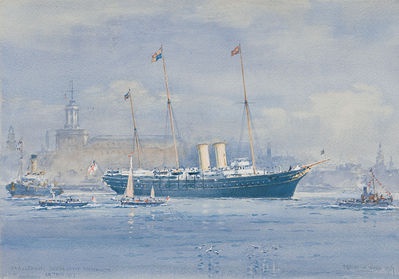 HMY VICTORIA & ALBERT DEPARTS FROM PORTSMOUTH FOR THE 1937 CORONATION REVIEW OF HM FLEET